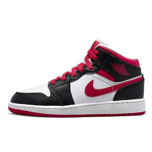 Nike Air Jordan 1 Mid Tops Gs Miesten Kengät Valkoinen Musta Punainen
