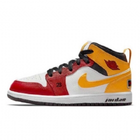 Nike Air Jordan 1 Mid Tops Gs Motorsport Kengät Naisille Punainen Valkoinen Keltainen
