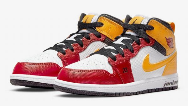 Nike Air Jordan 1 Mid Tops Gs Motorsport Kengät Naisille Punainen Valkoinen Keltainen