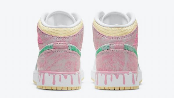 Nike Air Jordan 1 Mid Tops Gs Paint Drip Kengät Miehille Valkoinen Pinkki