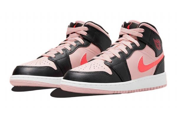 Nike Air Jordan 1 Mid Tops Gs Retro Koripallokengät Miehille Musta Pinkki