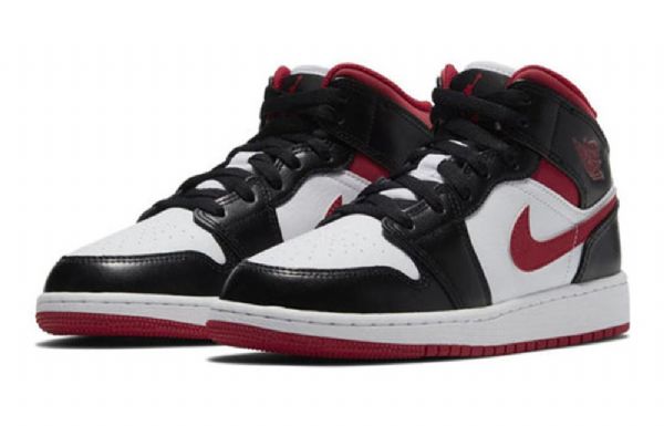 Nike Air Jordan 1 Mid Tops Gs Retro Koripallokengät Miehille Musta Punainen