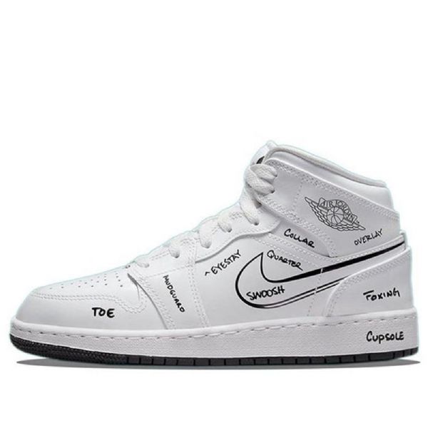 Nike Air Jordan 1 Mid Tops Gs Retro Koripallokengät Miehille Valkoinen