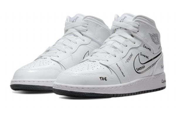 Nike Air Jordan 1 Mid Tops Gs Retro Koripallokengät Miehille Valkoinen