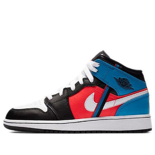 Nike Air Jordan 1 Mid Tops Gs Retro Koripallokengät Miesten Musta Valkoinen Sininen