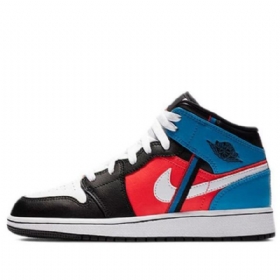 Nike Air Jordan 1 Mid Tops Gs Retro Koripallokengät Miesten Musta Valkoinen Sininen
