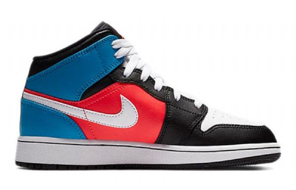 Nike Air Jordan 1 Mid Tops Gs Retro Koripallokengät Miesten Musta Valkoinen Sininen