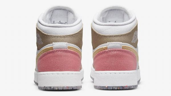 Nike Air Jordan 1 Mid Tops Gs Tan Kengät Naisille Pinkki Ruskea Valkoinen