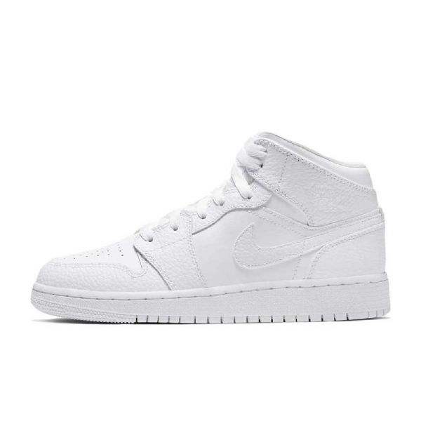 Nike Air Jordan 1 Mid Tops Gs Triple Kengät Miehille Valkoinen