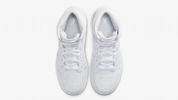 Nike Air Jordan 1 Mid Tops Gs Triple Kengät Miehille Valkoinen