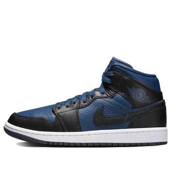 Nike Air Jordan 1 Mid Tops Halkaistut Kengät Naisille Sininen Musta Valkoinen
