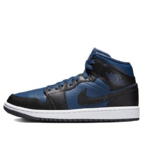 Nike Air Jordan 1 Mid Tops Halkaistut Kengät Naisille Sininen Musta Valkoinen
