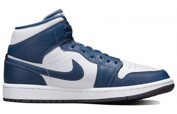 Nike Air Jordan 1 Mid Tops Halkaistut Kengät Naisille Sininen Musta Valkoinen