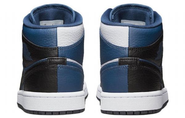 Nike Air Jordan 1 Mid Tops Halkaistut Kengät Naisille Sininen Musta Valkoinen