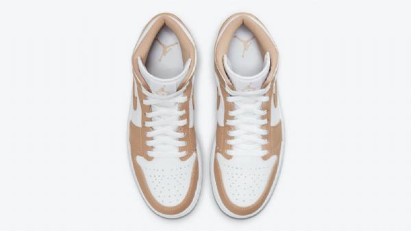 Nike Air Jordan 1 Mid Tops Hamppukengät Miehille Ruskea Valkoinen