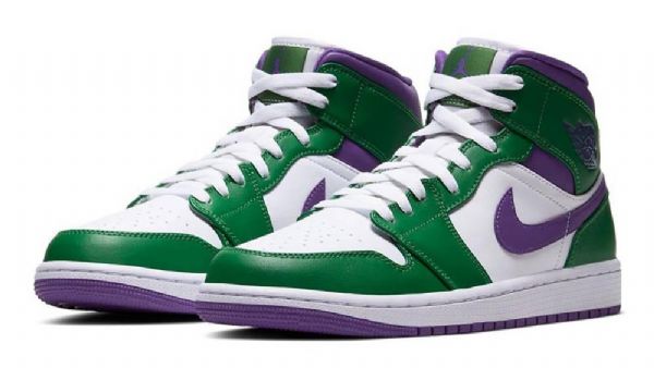 Nike Air Jordan 1 Mid Tops Hulk Kengät Miehille Vihreä Violetti