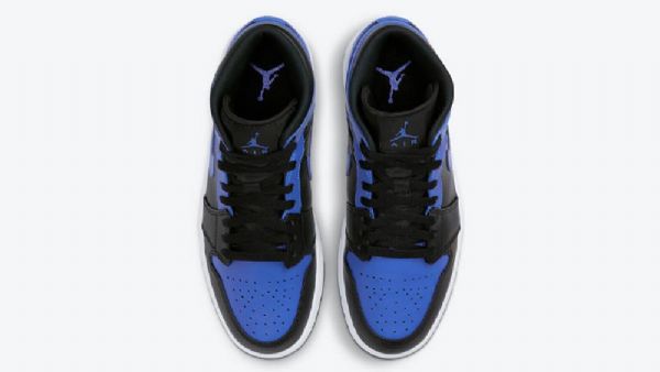 Nike Air Jordan 1 Mid Tops Hyper Royal Kengät Miehille Musta Sininen