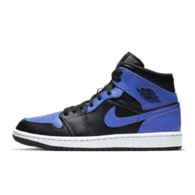 Nike Air Jordan 1 Mid Tops Hyper Royal Kengät Naisille Musta Sininen