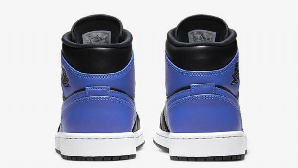 Nike Air Jordan 1 Mid Tops Hyper Royal Kengät Naisille Musta Sininen