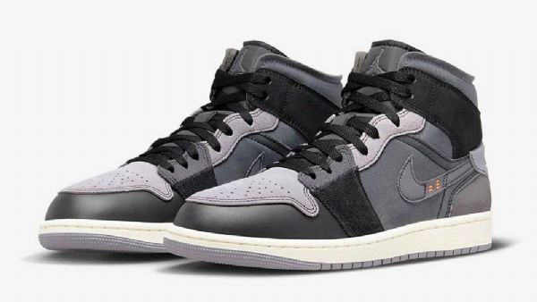 Nike Air Jordan 1 Mid Tops Inside Out Kengät Miehille Musta Harmaa