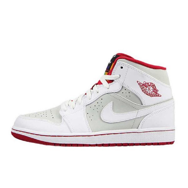Nike Air Jordan 1 Mid Tops Jäniskengät Miehille Valkoinen Harmaa