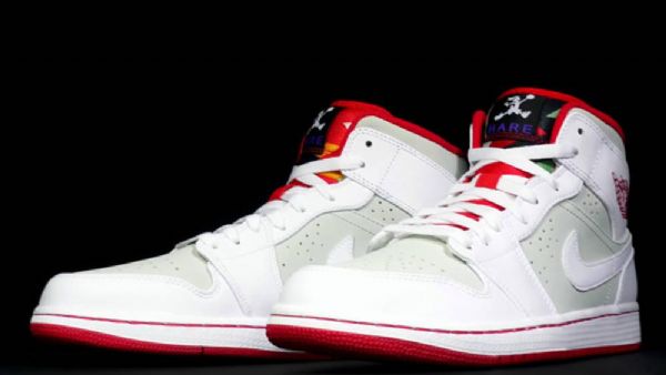 Nike Air Jordan 1 Mid Tops Jäniskengät Miehille Valkoinen Harmaa