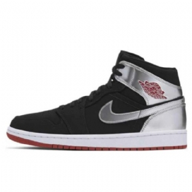 Nike Air Jordan 1 Mid Tops Johnny Kilroy Miesten Kengät Musta Hopea