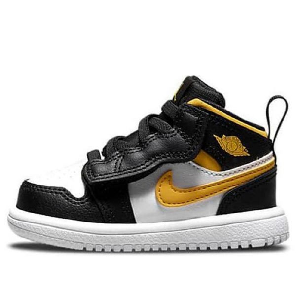 Nike Air Jordan 1 Mid Tops Kaikki Lasten Kengät Musta Valkoinen Kulta