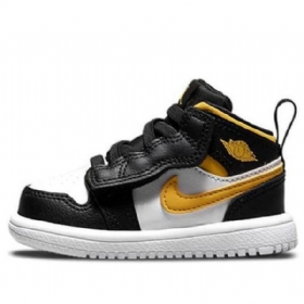Nike Air Jordan 1 Mid Tops Kaikki Lasten Kengät Musta Valkoinen Kulta