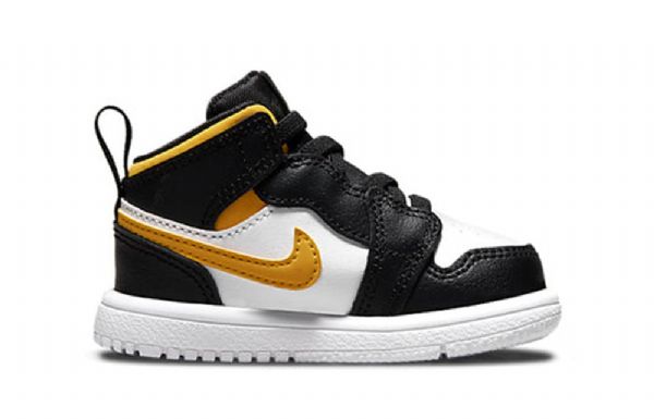 Nike Air Jordan 1 Mid Tops Kaikki Lasten Kengät Musta Valkoinen Kulta