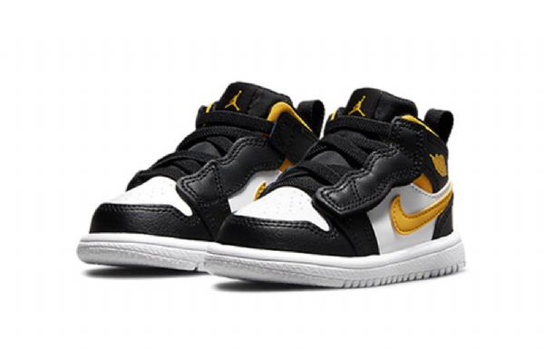 Nike Air Jordan 1 Mid Tops Kaikki Lasten Kengät Musta Valkoinen Kulta