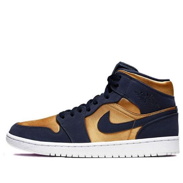 Nike Air Jordan 1 Mid Tops Katso Premium Retro Koripallokengät Miehille Kulta