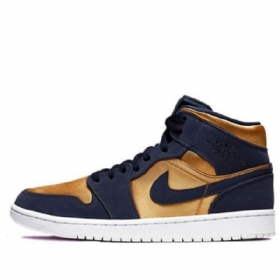 Nike Air Jordan 1 Mid Tops Katso Premium Retro Koripallokengät Miehille Kulta