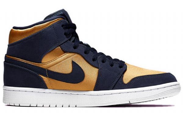 Nike Air Jordan 1 Mid Tops Katso Premium Retro Koripallokengät Miehille Kulta