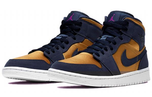 Nike Air Jordan 1 Mid Tops Katso Premium Retro Koripallokengät Miehille Kulta