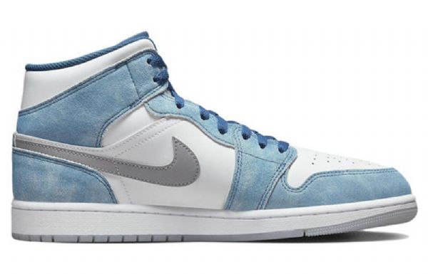 Nike Air Jordan 1 Mid Tops Katso Ranskalaiset Retrokoripallokengät Miehille Sininen