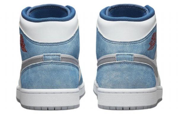 Nike Air Jordan 1 Mid Tops Katso Ranskalaiset Retrokoripallokengät Miehille Sininen