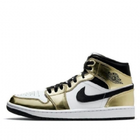 Nike Air Jordan 1 Mid Tops Katso Retro Koripallokengät Miehille Kulta