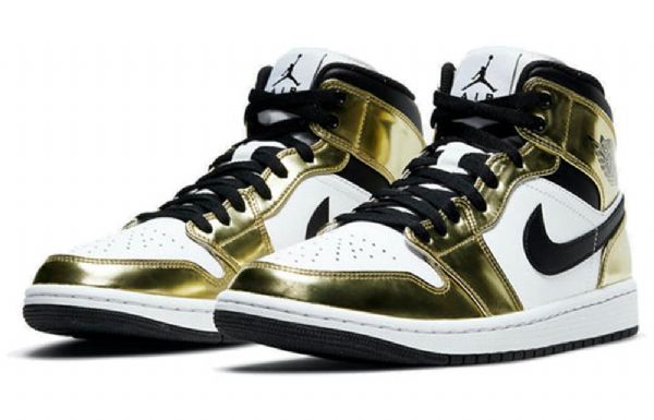 Nike Air Jordan 1 Mid Tops Katso Retro Koripallokengät Miehille Kulta