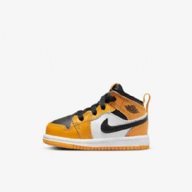 Nike Air Jordan 1 Mid Tops Kengät Lapsille Keltainen Musta