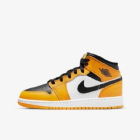 Nike Air Jordan 1 Mid Tops Kengät Lapsille Keltainen Valkoinen Musta