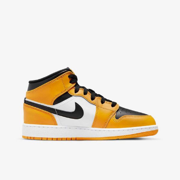 Nike Air Jordan 1 Mid Tops Kengät Lapsille Keltainen Valkoinen Musta
