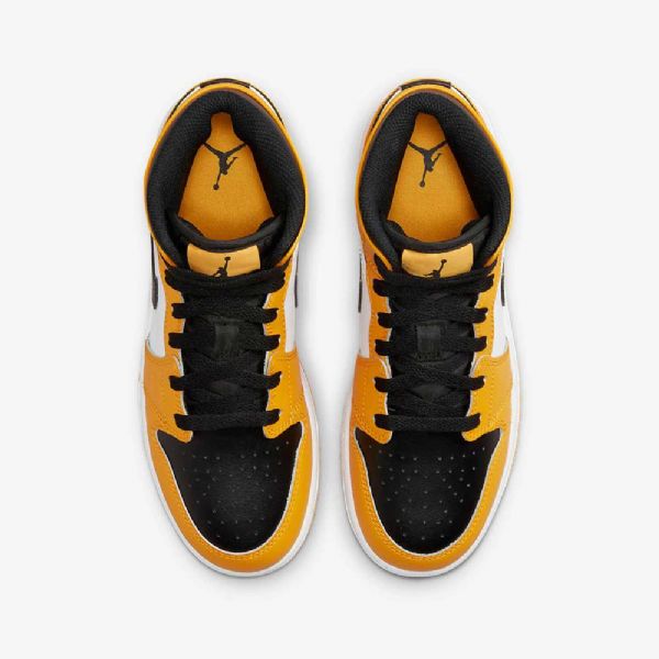 Nike Air Jordan 1 Mid Tops Kengät Lapsille Keltainen Valkoinen Musta