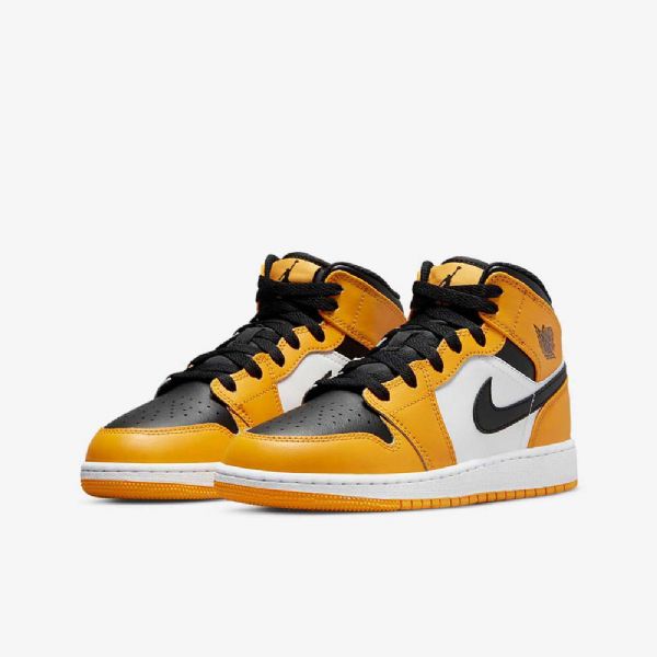 Nike Air Jordan 1 Mid Tops Kengät Lapsille Keltainen Valkoinen Musta