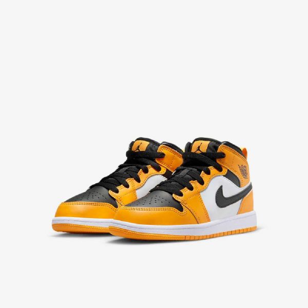 Nike Air Jordan 1 Mid Tops Kengät Lapsille Keltainen Valkoinen Musta
