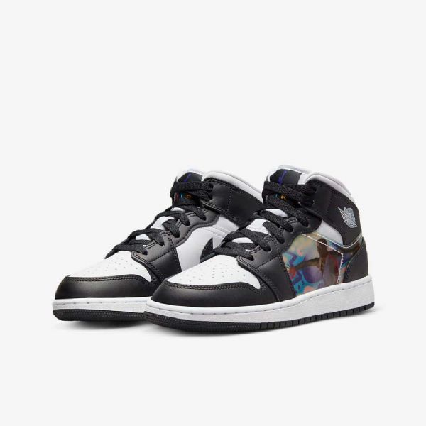 Nike Air Jordan 1 Mid Tops Kengät Lapsille Musta Punainen Tumma