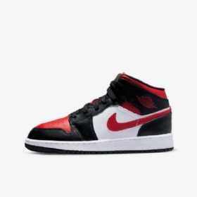 Nike Air Jordan 1 Mid Tops Kengät Lapsille Musta Valkoinen Punainen