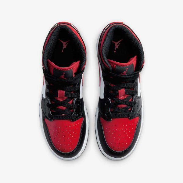 Nike Air Jordan 1 Mid Tops Kengät Lapsille Musta Valkoinen Punainen