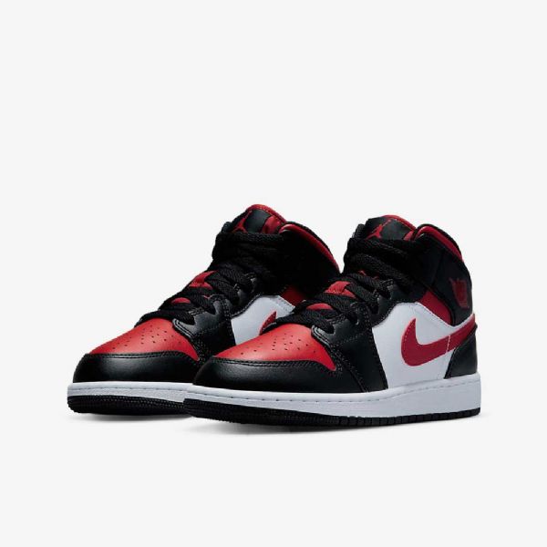 Nike Air Jordan 1 Mid Tops Kengät Lapsille Musta Valkoinen Punainen