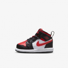 Nike Air Jordan 1 Mid Tops Kengät Lapsille Musta Valkoinen Punainen
